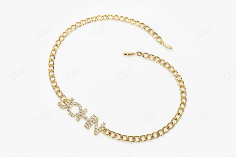 Cuban Link Lab Grown Diamond Name Bracelet  customdiamjewel   