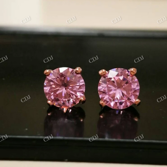 1.0CT Pink Moissanite Stud Earrings  customdiamjewel Sterling Silver Rose Gold VVS-EF