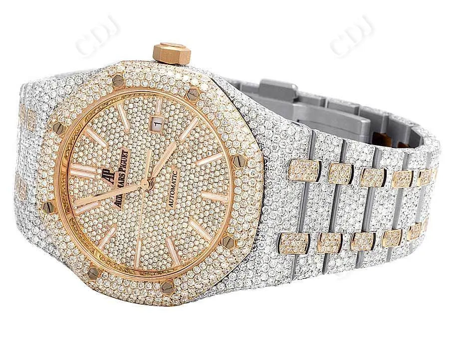 Men's 41MM AP Two Tone Lab Diamond Watch customdiamjewel