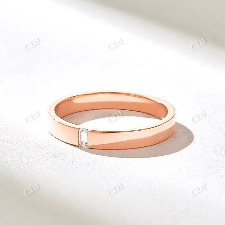 0.05CTW Baguette Cut Lab Grown Diamond Wedding Band  customdiamjewel 10KT Rose Gold VVS-EF