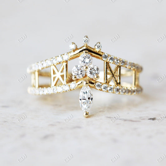 Unique Tiara Moissanite Matching Wedding Band  customdiamjewel 10KT Yellow Gold VVS-EF