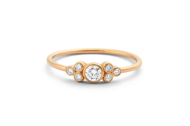 14K Gold Round Bezel Set Diamond Wedding Band  customdiamjewel 10KT Rose Gold VVS-EF