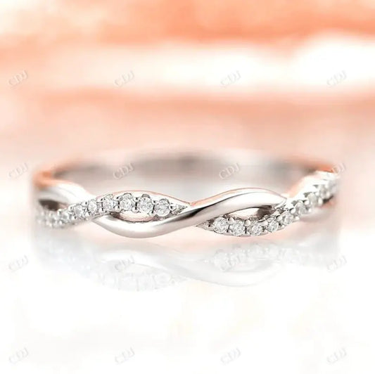 Classic Natural Diamond Twisted Stackable Wedding Band  customdiamjewel 10KT White Gold VVS-EF