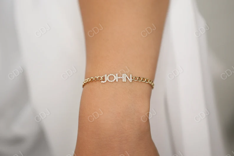 Cuban Link Lab Grown Diamond Name Bracelet  customdiamjewel   