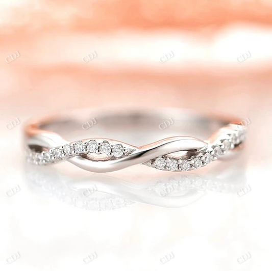 Petite Twisted 0.10CTW Lab Grown Diamond Wedding Band  customdiamjewel 10KT White Gold VVS-EF