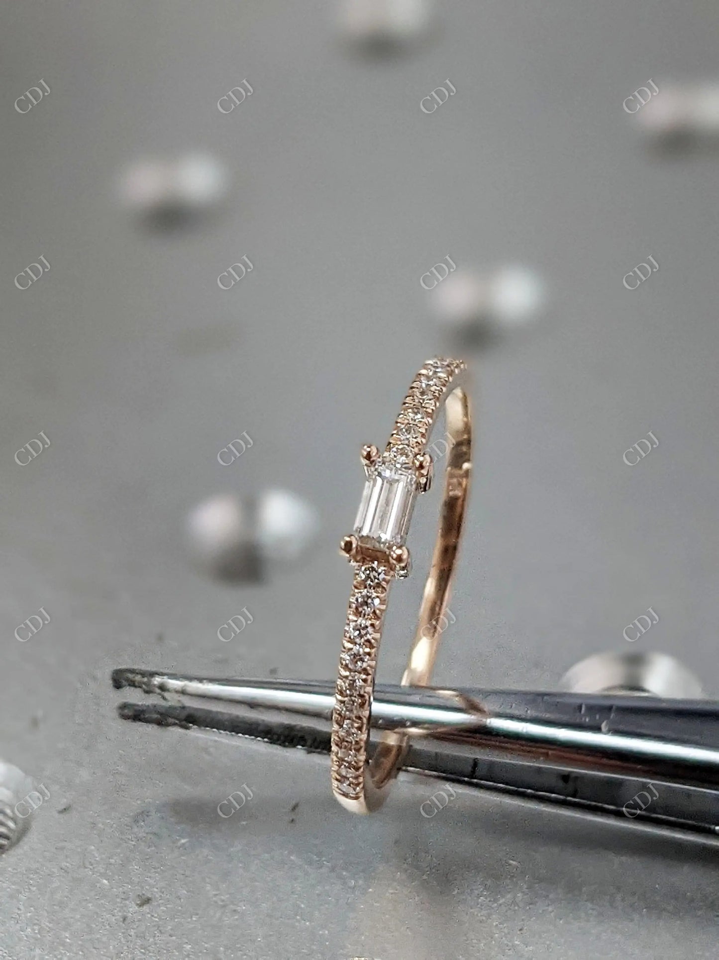 0.26CTW Baguette Cut Lab Grown Diamond Ring  customdiamjewel   