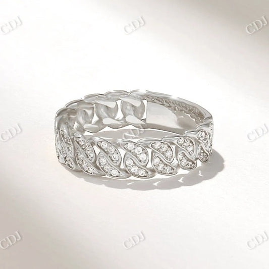 0.35CTW CVD Diamond Bold Cuban Link Wedding Band  customdiamjewel 10KT White Gold VVS-EF