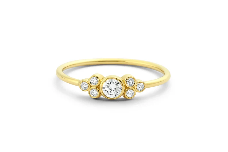 14K Gold Round Bezel Set Diamond Wedding Band  customdiamjewel 10KT Yellow Gold VVS-EF