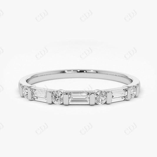 0.27 CTW Alternating Lab Grown Diamond Wedding Band  customdiamjewel 10KT White Gold VVS-EF