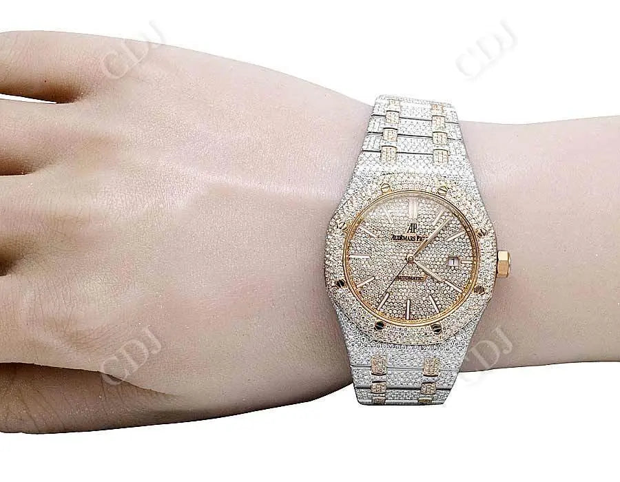 Men's 41MM AP Two Tone Lab Diamond Watch customdiamjewel