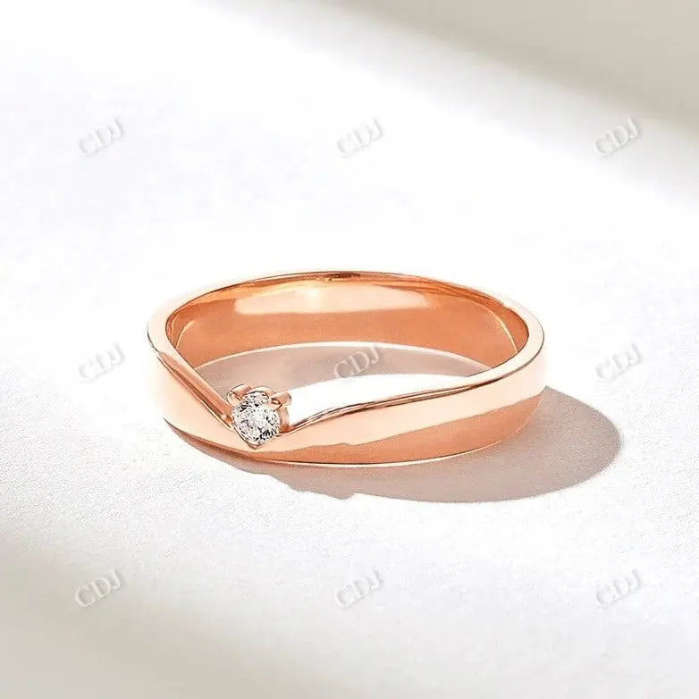 0.06CTW Tiny Lab Grown Wishbone Solo Diamond Wedding Band  customdiamjewel 10KT Rose Gold VVS-EF