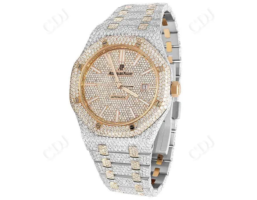 Men's 41MM AP Two Tone Lab Diamond Watch customdiamjewel