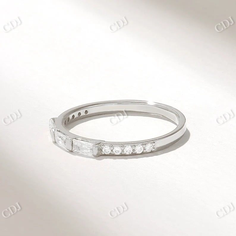 0.41CTW Trio Baguette Diamond Wedding Band  customdiamjewel 10KT White Gold VVS-EF