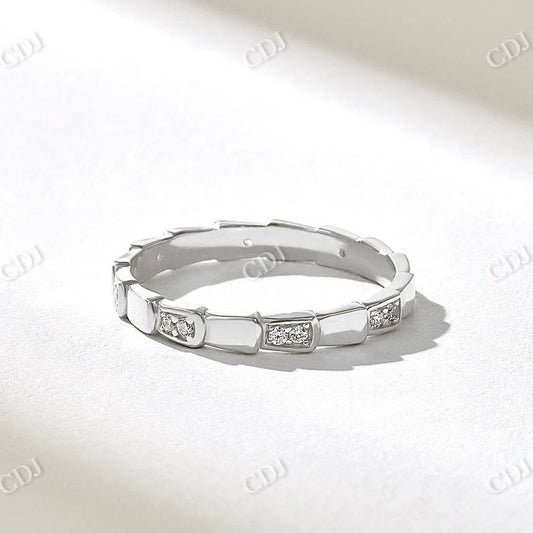 0.16CTW Round Lab Grown Diamond Snake Design Wedding Band  customdiamjewel 10KT White Gold VVS-EF