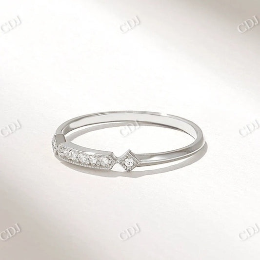 0.06CTW Lab Grown Diamond Minimalist Princess Wedding Band  customdiamjewel 10KT White Gold VVS-EF