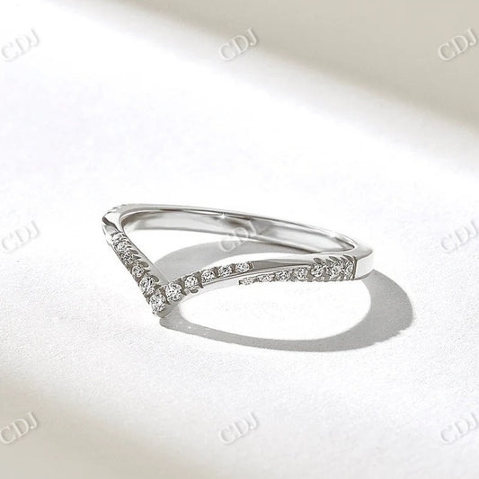 0.25CTW Lab Grown Round Cut Diamond Twisted Pave Chevron Wedding Band  customdiamjewel 10KT White Gold VVS-EF