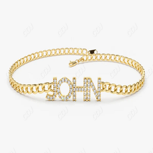 Curb Cuban Link Personalized Custom Name Diamond Bracelet  customdiamjewel 10 KT Solid Gold Yellow Gold VVS-EF