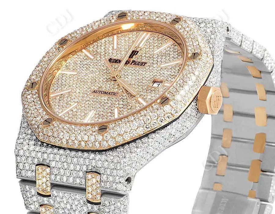 Men's 41MM AP Two Tone Lab Diamond Watch customdiamjewel