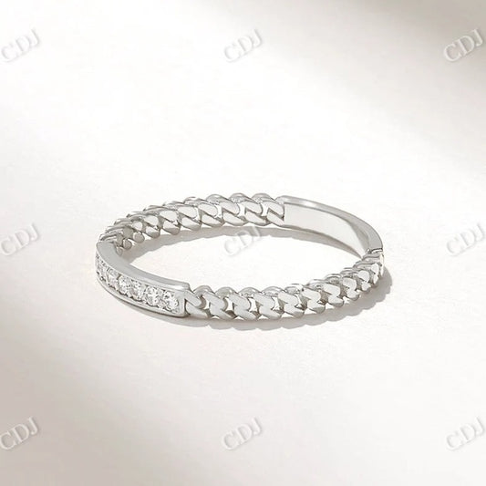 0.07CTW Cuban Link Chain Set Diamond Unique Wedding Band  customdiamjewel 10KT White Gold VVS-EF