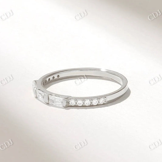 0.41CTW Trio Baguette Lab Grown Diamond Wedding Band  customdiamjewel 10KT White Gold VVS-EF