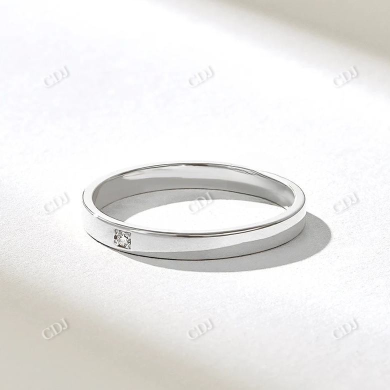 0.01CTW Round Minimalist Tiny Diamond Wedding Band  customdiamjewel 10KT White Gold VVS-EF