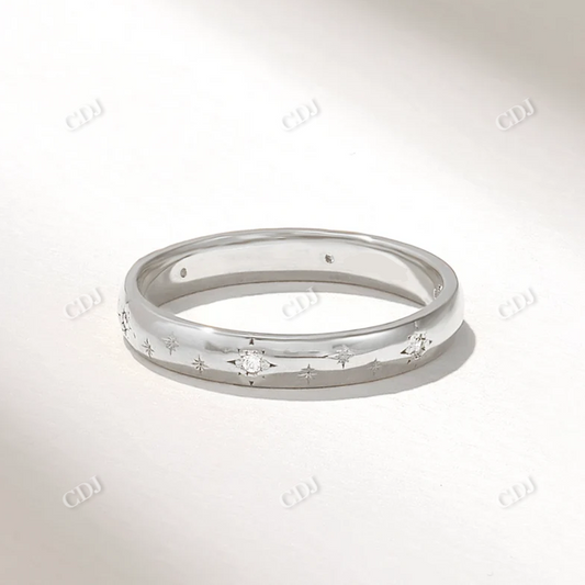 0.05CTW Starburst Diamond Wedding Band  customdiamjewel 10KT White Gold VVS-EF