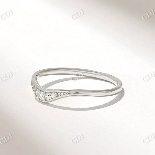 0.07CTW Solid Gold Round Lab Grown Curved Wedding Band  customdiamjewel 10KT White Gold VVS-EF