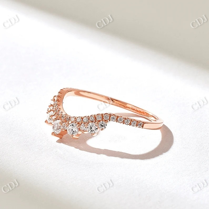 0.25CTW Tiara Stacking Curved Wedding Band  customdiamjewel 10KT Rose Gold VVS-EF