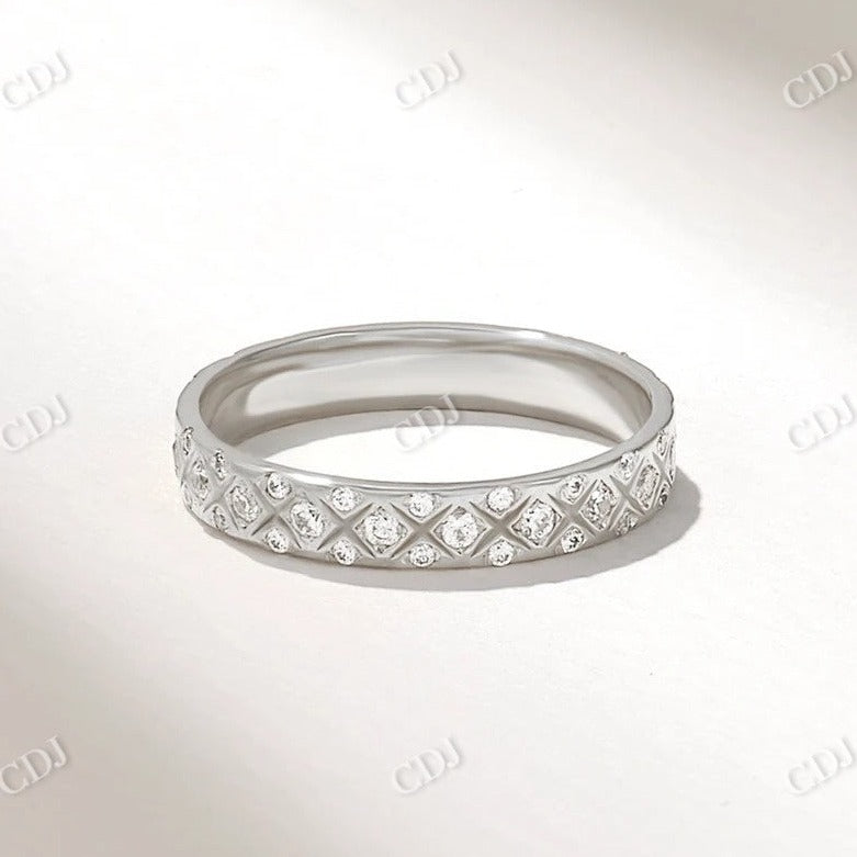 0.40CTW Criss Cross Round Cut Lab Grown Diamond Wedding Band  customdiamjewel 10KT White Gold VVS-EF