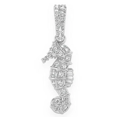 0.15CTW Round Diamond Seahorse Pendant  customdiamjewel   