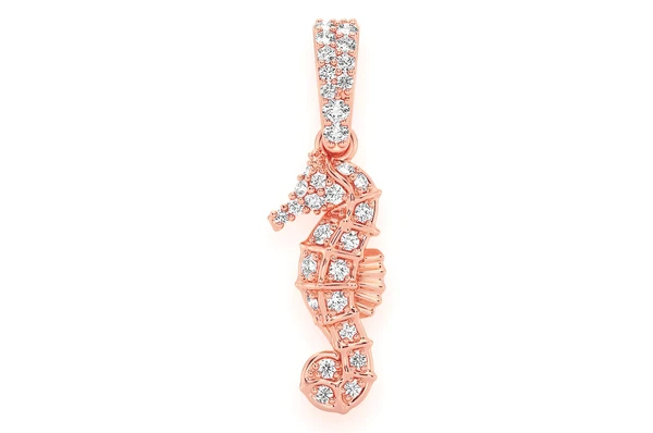 0.15CTW Round Diamond Seahorse Pendant  customdiamjewel   