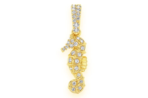 0.15CTW Round Diamond Seahorse Pendant  customdiamjewel   