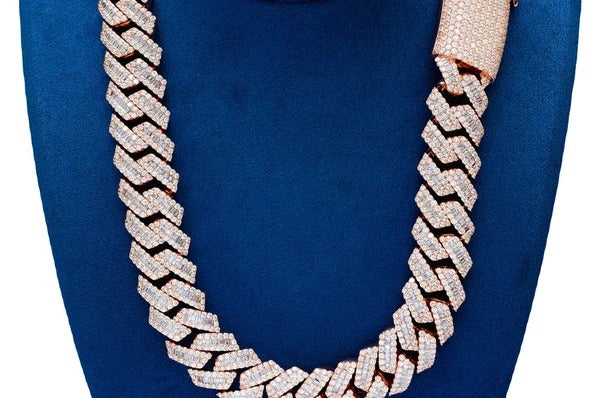 Baguette Diamonds Cuban Link Chain Necklace  customdiamjewel   