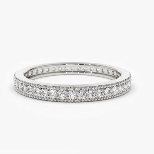 0.58CTW Round Cut Natural Diamond Micro Pave Full Eternity Band  customdiamjewel 10 KT Solid Gold White Gold VVS-EF