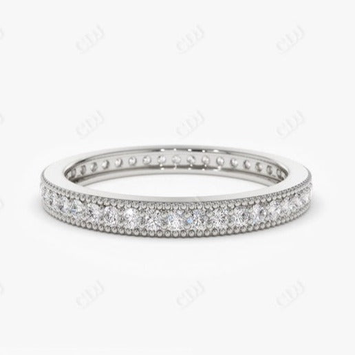 0.58CTW Lab Grown Diamond Milgrain Wedding Band  customdiamjewel Sterling Silver White Gold VVS-EF