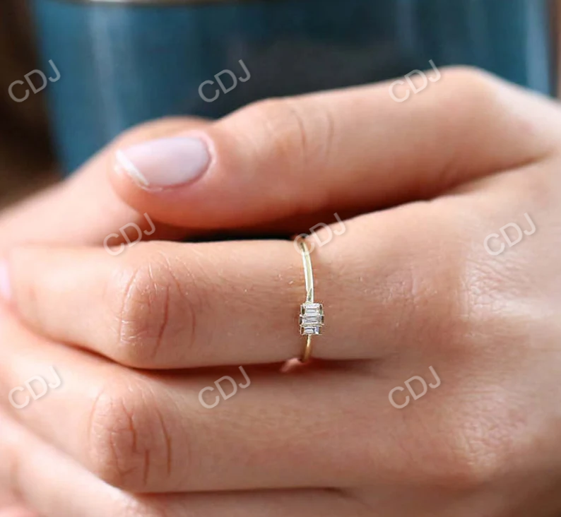 0.18CTW Trio Baguette Diamond Gold Wedding Ring  customdiamjewel   