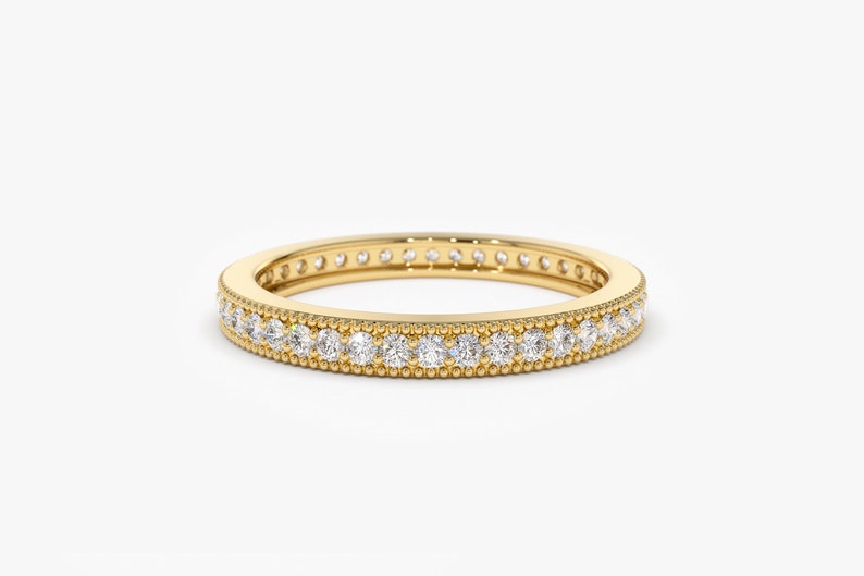 0.58CTW Round Cut Natural Diamond Micro Pave Full Eternity Band  customdiamjewel 10 KT Solid Gold Yellow Gold VVS-EF