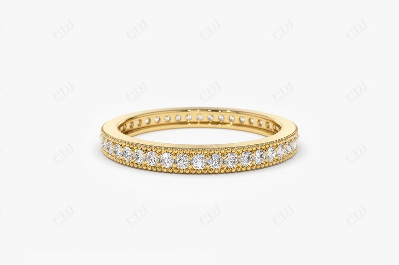 0.58CTW Lab Grown Diamond Milgrain Wedding Band  customdiamjewel Sterling Silver Yellow Gold VVS-EF