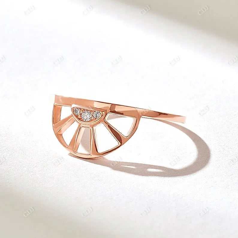 0.04CTW Round CVD Boho Sunrise Engagement Ring  customdiamjewel 10KT Rose Gold VVS-EF