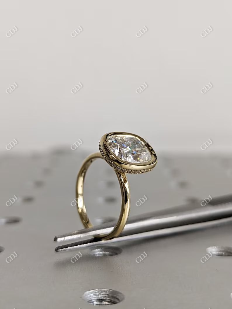 3.0CT Cushion Cut Moissanite Bezel Set Solitaire Engagement Ring  customdiamjewel   