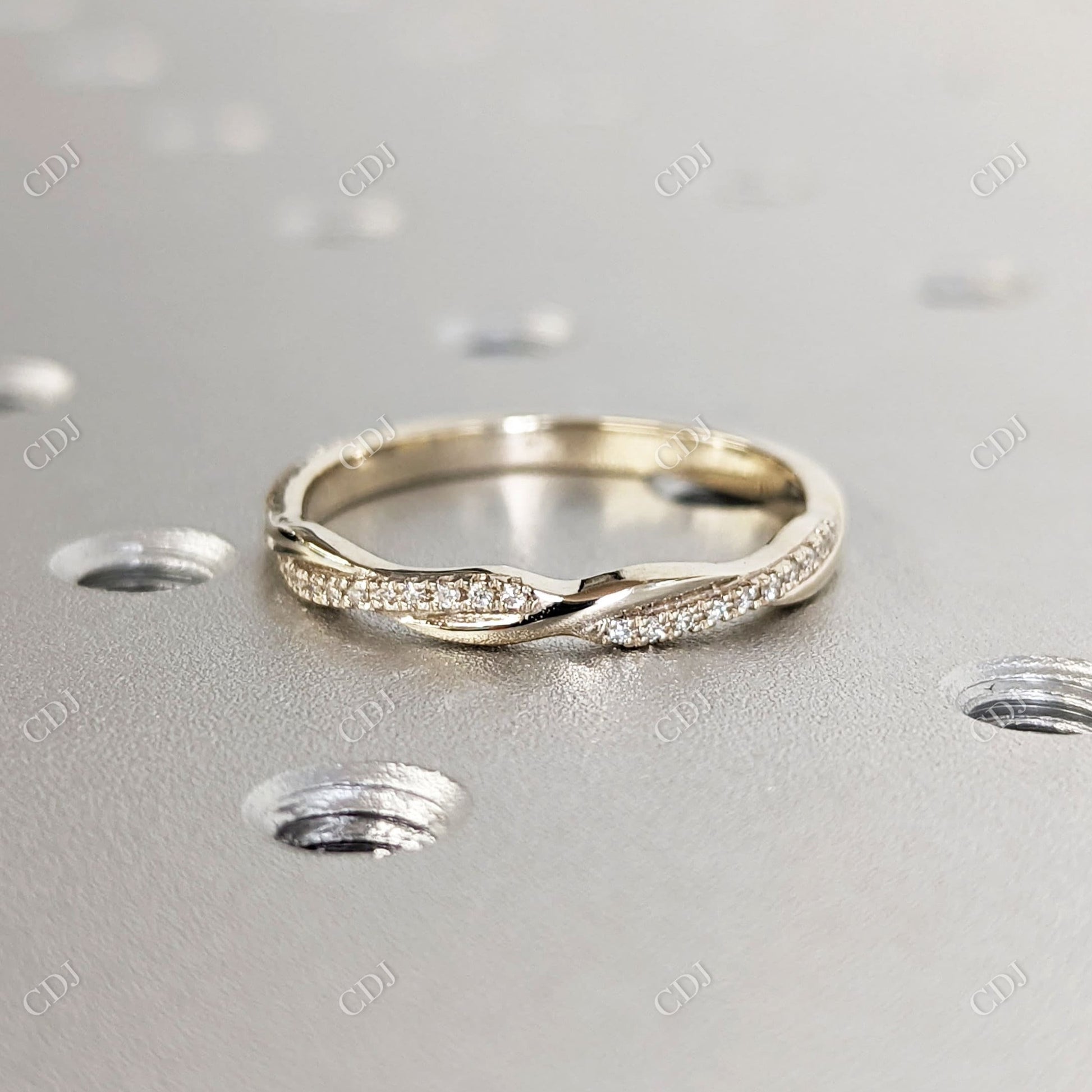 0.14CT Diamond Petite Twist Half Eternity Ring  customdiamjewel 10 KT Yellow Gold VVS-EF