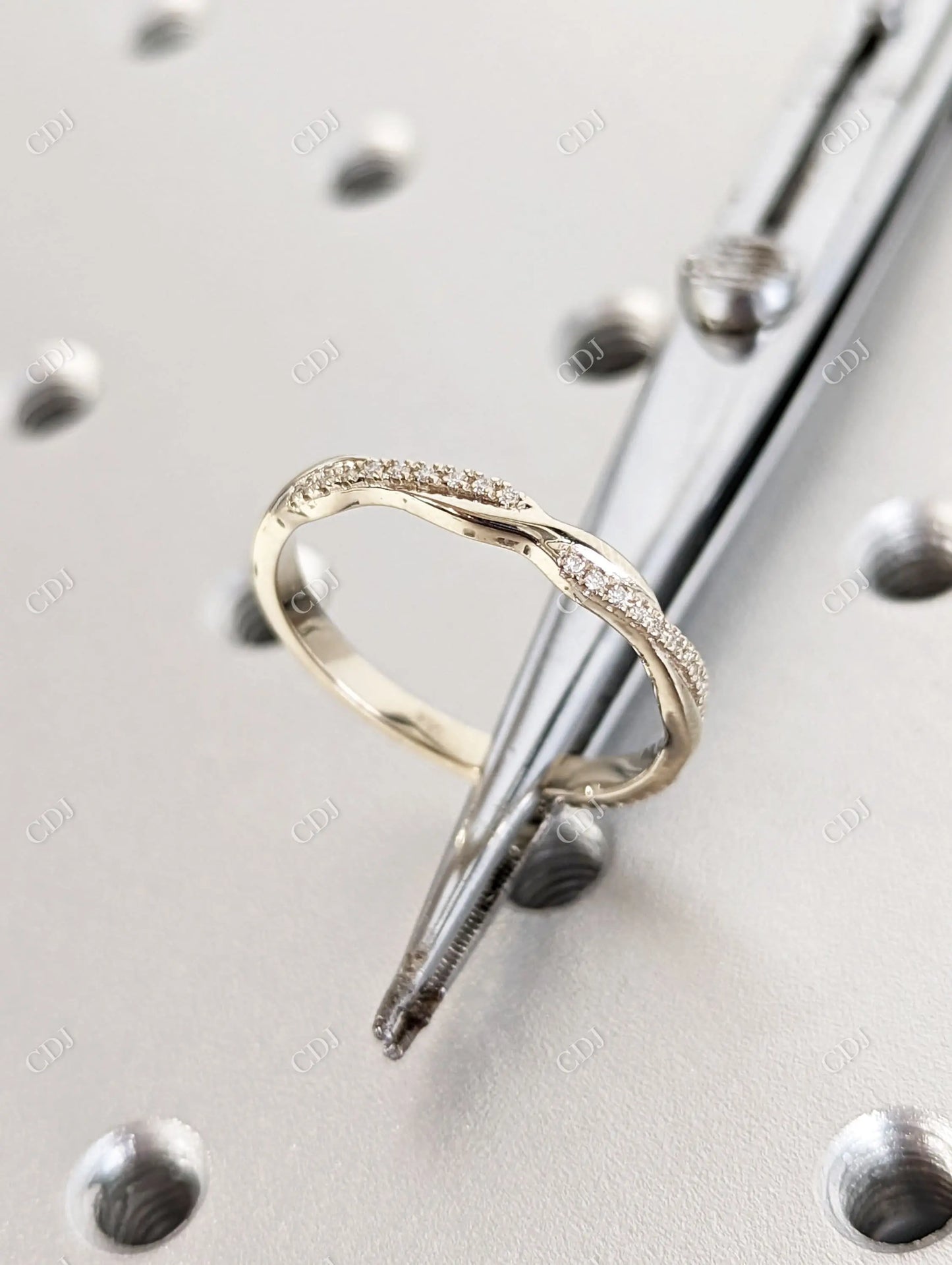 0.14CT Lab Grown Diamond Twisted 14K Yellow Gold Wedding Band  customdiamjewel   