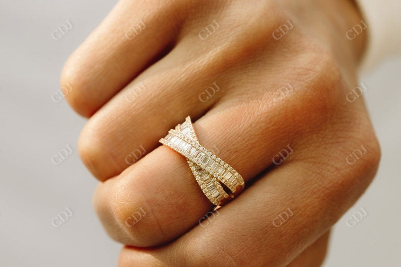 1.45CTW Lab Grown Baguette Diamond Criss Cross Wedding Band  customdiamjewel   