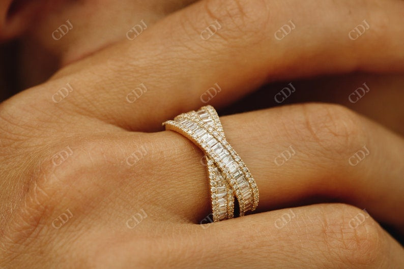 1.45CTW Baguette Cut Natural Diamond Antique Shape Thick Wedding Band  customdiamjewel   