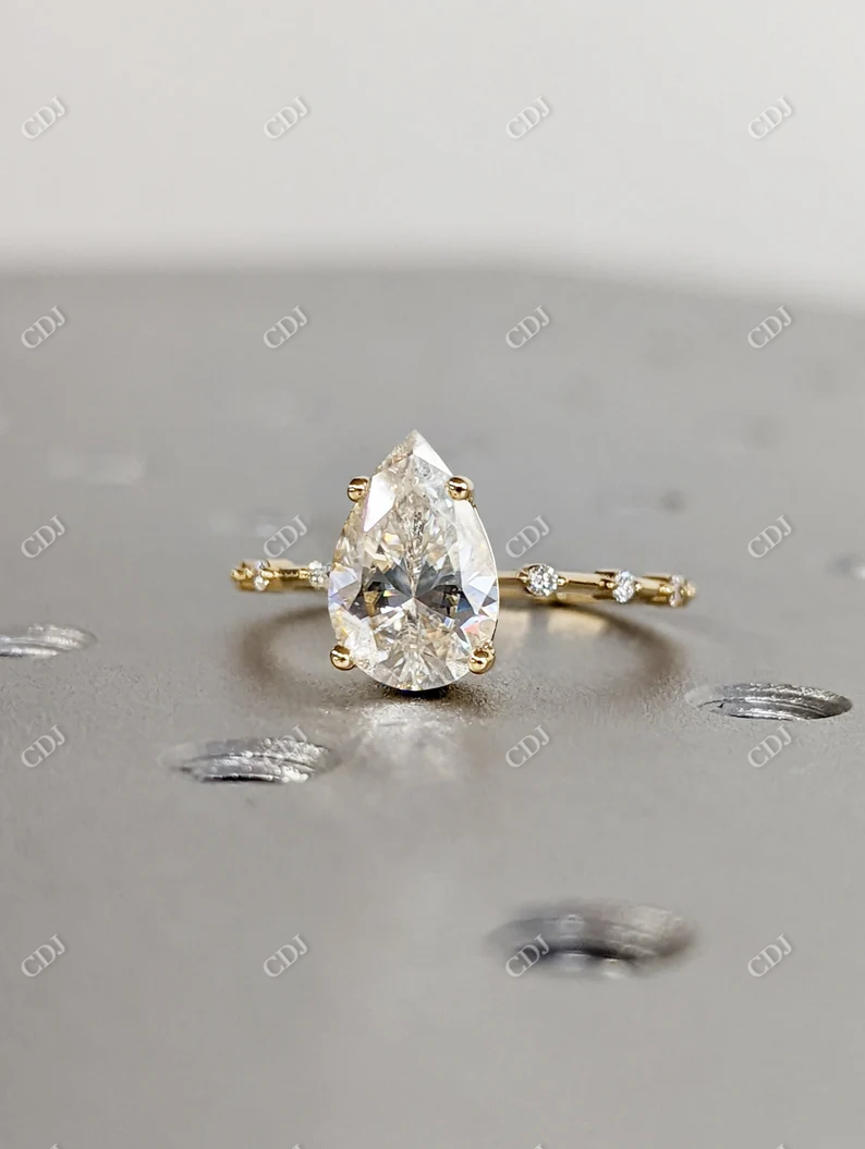 1.5CT Pear Cut Dainty Moissanite Engagement Ring  customdiamjewel   