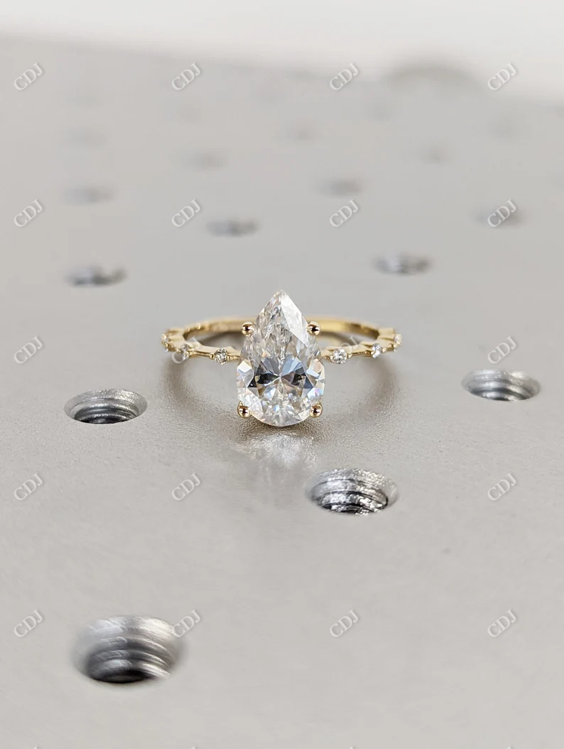 1.5CT Pear Cut Dainty Moissanite Engagement Ring  customdiamjewel   