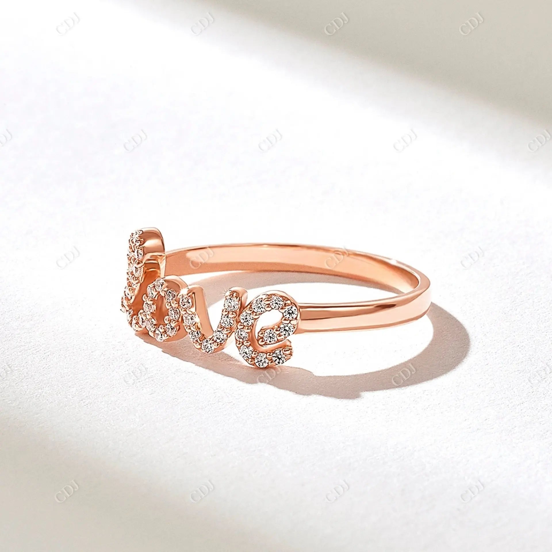 Round 0.15CTW Lab Grown Diamond Script Love Ring  customdiamjewel 10KT Rose Gold VVS-EF