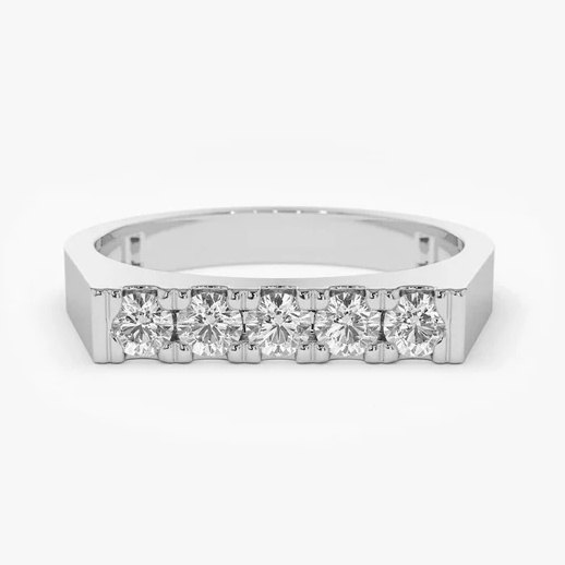 0.30CTW Rectangular Lab Grown Diamond Signet Ring  customdiamjewel Sterling Silver White Gold VVS-EF