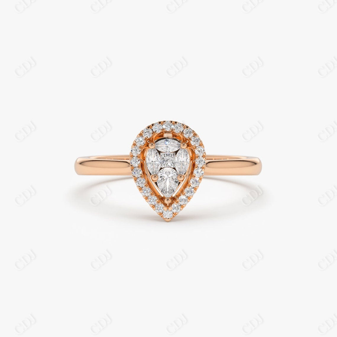 0.35CTW Pear Cut Lab Grown Diamond Engagement Ring  customdiamjewel Sterling Silver Rose Gold VVS-EF