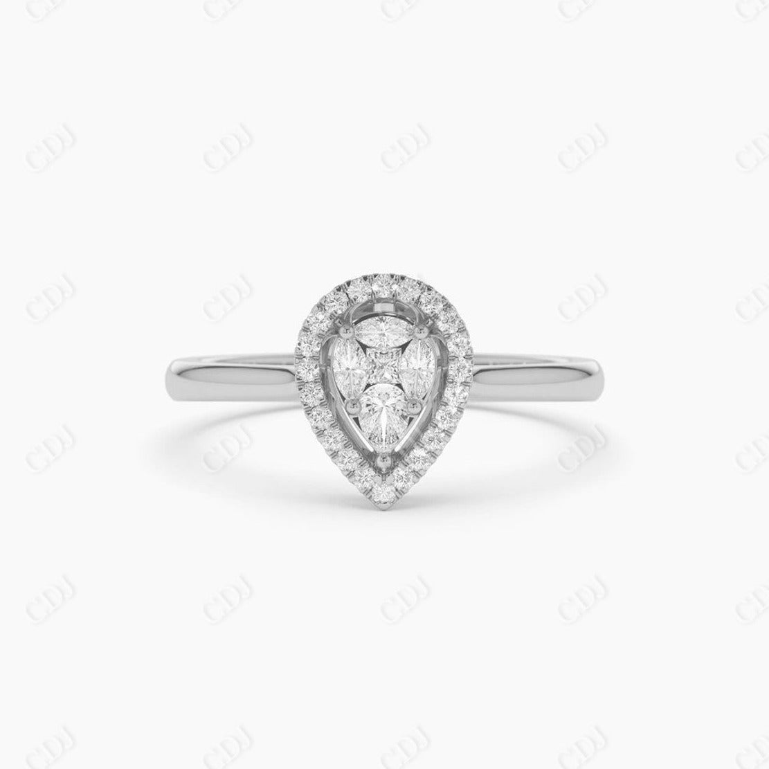 0.35CTW Pear Cut Lab Grown Diamond Engagement Ring  customdiamjewel Sterling Silver White Gold VVS-EF